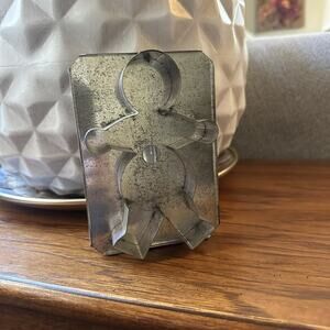 Vintage Primitive GINGERBREAD MAN 5" Cookie Cutter Tin Flat Back Handle Canada
